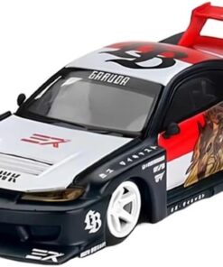 Miniatures Nissan Silvia S15 LB Super Silhouette 1:64 Diecast Model Araba – Sağdan Direksiyon (RHD), Beyaz/Siyah Grafikler, Koleksiyonluk