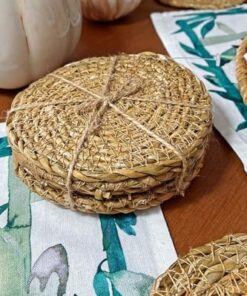 6 Adet El Yapımı Yuvarlak Hasır Bardak Altlığı - Fincan, Çay ve Kupa Altlığı - 10cm