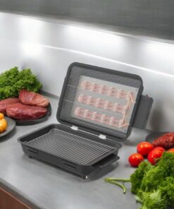 Elektrikli Izgara Çift Telli Emaye Gövde ve Tepsili Mangal Barbekü Siyah C1-1-294