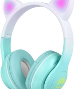 STN-28 Pro Kedi Kulaklı Tasarımlı RGB Işıklı Bluetooth Kulaklık Yeşil