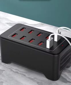 10 Port USB Çoklayıcı Çoğaltıcı USB Hızlı Şarj Cihazı İstasyonu, Çoklu USB Masaüstü Şarj Cihazı, Siyah