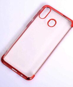 Samsung Galaxy A40 ile Uyumlu Dört Köşeli Lazer Kırmızı Cep Telefonu Kılıfı