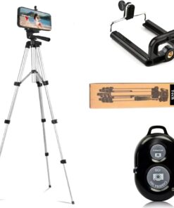 Bluetooth Kumandalı Tripod Profesyonel Telefon Tutuculu Tripod Çanta Hediyeli Kamera Tripod Telefon Tutuculu Canon, Nikon, Pentax, Sony Gümüş, Kyrotech