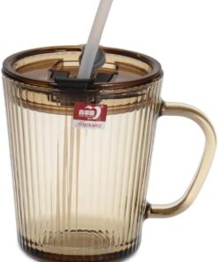 Pipetli Cam Kupa Bardak Çay Kahve Meşrubat Tatlı Bardağı Kahverengi 370 ml