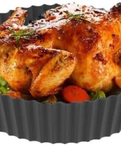 Silikon Airfryer Kabı, Yapışmaz Airfryer Kalıbı, Isıya Dayanıklı Yanmaz Kolay Temizlenebilen Pişirme Kabı Siyah Renk