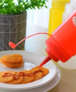 Home 2 Adet Sos Şişesi 700 Ml Plastik Yağlık Sirkelik Ketçap Mayonez Sızdırmaz Sosluk Yağdanlık,BPA İçermez (Kırmızı)