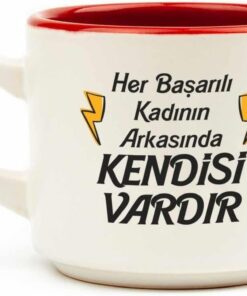 TASARIM Her Başarılı Kadının Arkasında Kendisi Vardır Beyaz Venüs Kupa - Hediye Seramik Kupa