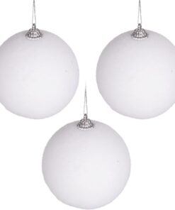 Yılbaşı Süsü Yılbaşı Topu 3'lü Set Beyaz 8 Cm.