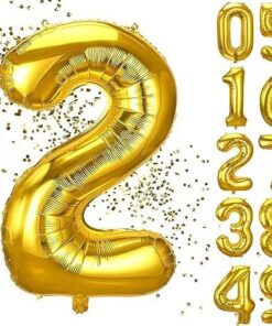 2 Yaş Doğum Günü Rakamlı Balon Yaş Günü Gold Renk Folyo Uçan Balon 102 cm Doğum Günü ve Parti Dekorasyonu Büyük Boy Balon 40 inç - 102 cm Doğum Günü Dekorasyonu Balon Yaş Sayı Helyum Balon 2 Rakamı