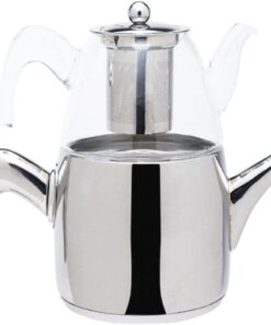 6500 Cam Demlikli Çaydanlik Full Metal Sap