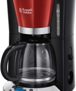 Hobbs Colours+ dijital kahve makinesi, kırmızı, programlanabilir zamanlayıcı, 1,25 l cam sürahi, 10 fincana kadar, sıcak tutma plakası, otomatik kapanma, 1100 W, filtre kahve makinesi 24031-56