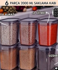 2000ml Sızdırmaz Dikdörtgen Erzak Saklama Kabı Seti 20 Adet Etiket Hediyeli - 2 Litre - Dipfriz ve Buzdolabı Uyumlu Mutfak Düzenleyici Buzdolabı Düzenleyici