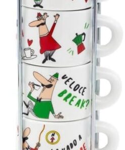 - 6'lı İstiflenebilir Cappuccino Fincan Seti - Karma Renkli - Porselen