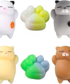 Adet (4 kedi + 2 pati ) Sevimli Mini Squishy Oyuncaklar, Sukuşi Yumuşak Kedi Pençesi, Stres Önleyici Oyuncaklar, Çocuklar ve Yetişkinler için Sıkmalı Oyuncaklar, Rahatlatıcı, Kawaii Cat&paws