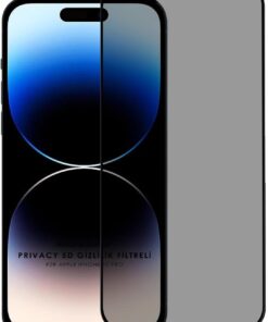 Ekran Koruyucu Apple iPhone 15 Pro için Privacy 5D Gizlilik Filtreli Cam Ekran Koruyucu Siyah [iPhone 15 Pro ile Uyumlu Ekran Koruyucu - Siyah]