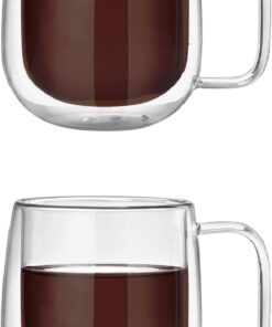 Adet 300 ml Büyük Boy Çift Camlı Çift Cidarlı Cam Kupa Latte Fincanı Çift Katlı Katmanlı Kulplu Cam Bardak