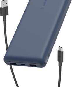 USB C Taşınabilir Şarj Cihazı 20000 mAh, USB Tip C Giriş Çıkış Bağlantı Noktalı 20K Güç Bankası için USB C - A Kablosu Dahil 2 USB A Bağlantı Noktası – Mavi