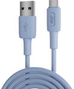 12W USB-A to Type-C Silikon Hızlı Şarj ve Data Kablosu Mavi 1 Metre