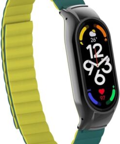 Xiaomi İle Uyumlu Mi Band 7 KRD-69 Kordon Koyu Yeşil-Sarı
