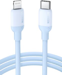 USB-C Lightning Kablo Mavi 1 m MFi Test Edilmiş Power Delivery Tip C Lightning Şarj Kablosu Silikon Jel iPhone 13 iPhone SE 3 iPhone 12 iPhone 11 iPad 2021 AirPods Pro AirPods Max ile Uyumlu