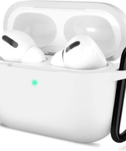 Apple AirPods Pro 2 Kılıf, Tam Koruyucu Özellikli Yumuşak Silikon AirPods Aksesuar Kılıf Apple ile Uyumlu AirPods,Kadın Erkek, Anahtarlıklı Kablosuz ve Kablolu Şarj Özellikli Kılıfı, Beyaz