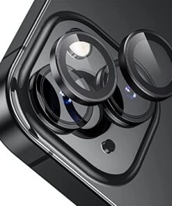 iPhone 13/13 Mini 9H Safir Cam Kamera Metal Lens Koruyucu, BLLK, Siyah