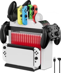 Nintendo İçin Organizatör Stand Şarj Cihazı Tutucu Şarj Unitesi OLED Switch Led Göstergeli TNS-2113