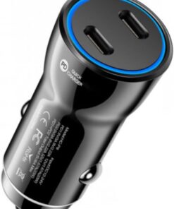 Polham Süper Hızlı Şarj 60W Ultra Hızlı 2x PD Type C Girişli Araç Şarj Başlığı, 12/24V Tüm Girişlere Uyumlu, Isı ve Akım Korumalı Şarj Başlığı