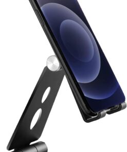 Masaüstü Alüminyum Mobil Stant, Ayarlanabilir Çok Açılı, Katlanabilir/Tutucu Dock Standı, Akıllı Telefonlar, Tabletler Ve Ipad Için, Mobil Stant, Siyah