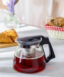 Home Isıya Dayanıklı Borosilikat Cam Demlik, Kendinden Süzgeçli, Şık Tasarım (1100 Ml)