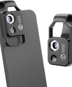 için Mikroskop 200X Üniversal Klipsli Cep Mikroskobu HD Optik Lens ve iPhone Android Telefon için Büyüteçli Dijital Mikroskop Yetişkinler ve Çocuklar için LED Aydınlatmalı CPL LENS