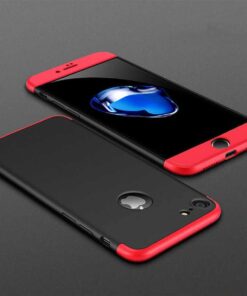 Apple iPhone 6 Plus / 6S Plus ile uyumlu Kılıf Double Dip AYS 3in1 Sert Rubber Kapak Siyah-Kırmızı