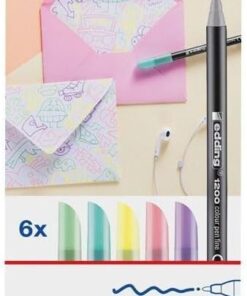 1200 ince uçlu keçeli kalem - 6 pastel renkli set - yuvarlak uçlu 1 mm