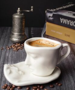 Life 110 ML Yüz Şekilli Seramik Beyaz Türk Kahvesi Fincan Takımı MIT1079