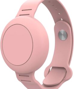TagSafe Çocuk Bileklik Silikon AirTag Uyumlu Kılıf Saat Hafif Su Geçirmez (Pembe)