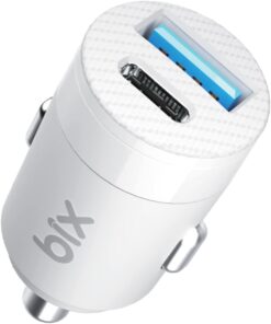 BXAC65C 65W PD Type-C & 18W USB-A Girişli Çift Portlu Hızlı Şarj Özellikli Araç İçi Şarj Cihazı Beyaz