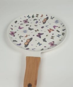 Saplı Porselen Pişirme Tabakları, Meyve, Salata, Sunum Tabağı (Kelebek)