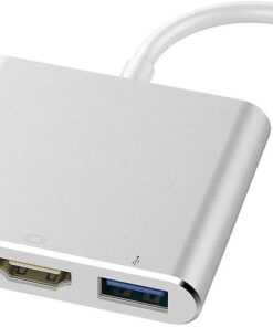 Plus PX-SW-U515 Gri Metal Type-C to 4K HDMI + USB 3.0 + PD şarj Çevirici Adaptör