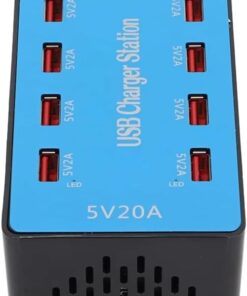 10 Portlu 100W (5V2A) USB Hızlı Şarj Cihazı İstasyonu, Çoklu USB Masaüstü Şarj Cihazı, 10 Port USB Çoklayıcı Çoğaltıcı