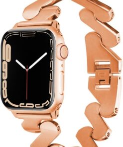 ​​​Apple İle Uyumlu Watch 42mm Kordon KRD-80 Metal Strap Kayış Rose Gold