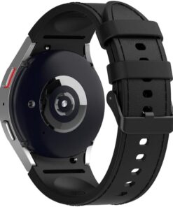 Deri Dokulu Hibrit 20mm Silikon Kordon Samsung Uyumlu Galaxy Watch FE/7/6/5/4 Serisi İçin Yumuşak Kayış (40mm/44mm) Watch 6/4 Classic (47/43/42mm) ve Watch 5 Pro 45mm Uyumlu