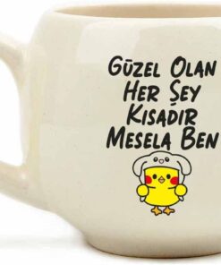 TASARIM Güzel Olan Her Şey Kısadır, Mesela Ben! Krem Parlak Balon Kupa - Hediye Seramik Kupa