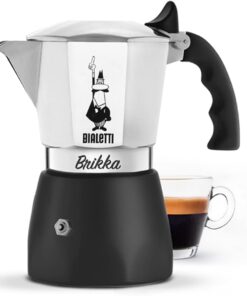 New Brikka Moka sürahisi, kremalı espresso hazırlayabilen tek ocak kahve makinesi, 4 fincan (170 ml), alüminyum ve siyah, metal