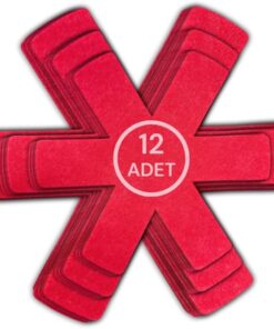 12 Li Set Tencere Tava Koruyucu Borcam Çizdirmez Keçe Düzenleyici Kırmızı
