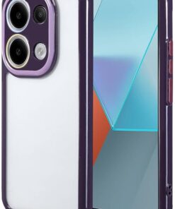 Xiaomi Redmi Note 13 Pro 4G Uyumlu Kamera Korumalı Renkli Kenar ve Çerçeve Tasarımlı Silikon Kılıf (Mor)