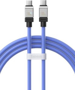 CoolPlay Serisi Hızlı Şarj Kablosu Type-C to Type-C 100W, 1m, Mavi