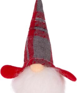 Yılbaşı Süsü Noel Baba Figürü Işıklı Kısa Kollu Kırmızı-Gri 7x17 Cm.