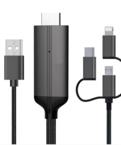 Phone to HDMI Kablo, 2K 60Hz Yüksek Hızlı, 3in1 Kablo Telefondan HDMI Çıkış Kablo Type-C Lightning Micro USB Çevirici ZR847