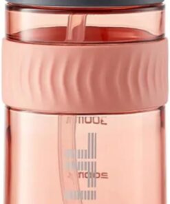 550ml Silikon Pipetli Taşıma Kulplu Dayanıklı Malzeme Tritan Spor Matara (Pembe)