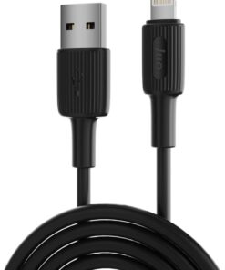 12W 2.4A USB-A to Lightning iPhone iPad Silikon Hızlı Şarj ve Data Kablosu Siyah 1 Metre